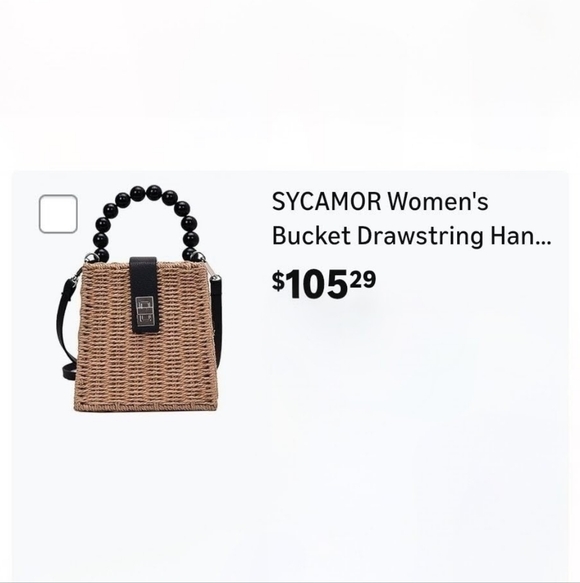 Elegant Tan and Black Woven Handbag/Crossbody - Picture 11 of 11